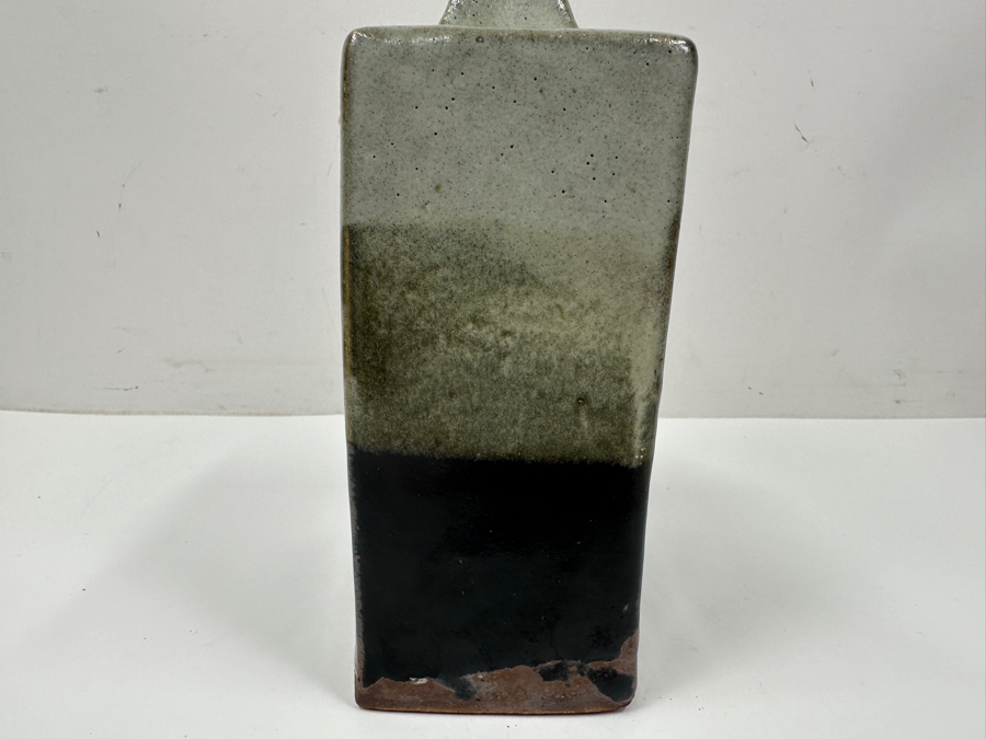 Shoji Hamada (1894-1978, Japanese) Original Studio Pottery Rectangular Bottle Vase Vintage 1965 4'W X 4'D X 9.5'H - Started The Mingei (Folk-Art) Movement In Japan - Declared A 'Living National Treasure' In 1955 Estimate $3,000-$20,000+ [Photo 4]