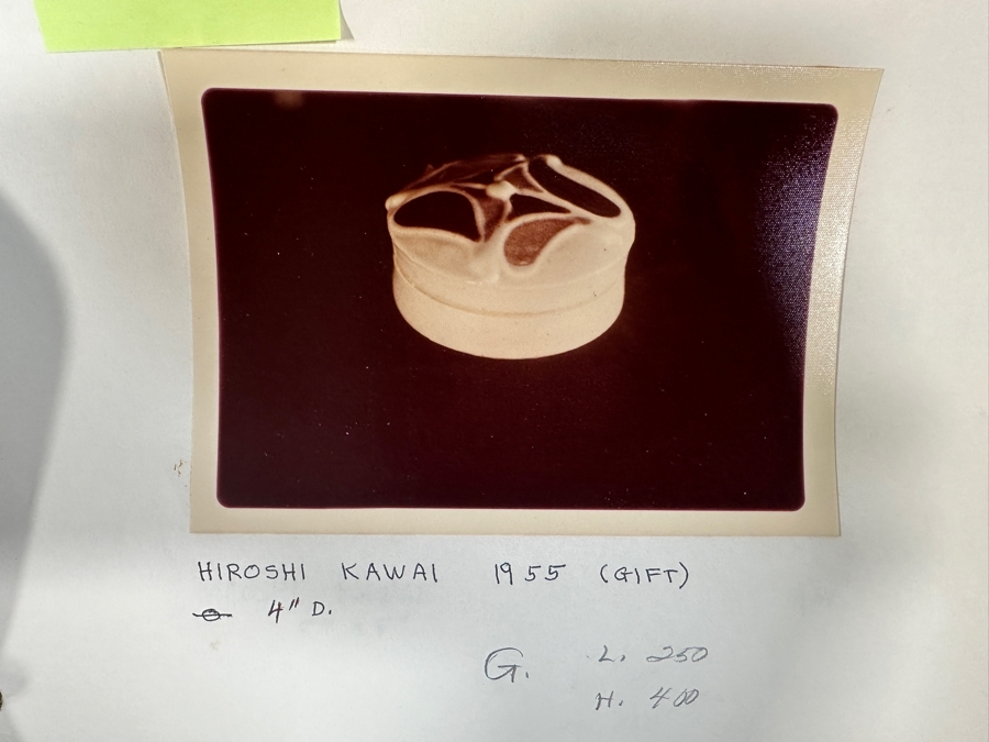 Kawai Kanjiro (1890-1966, Japanese) Original Studio Pottery Covered Incense Box Vintage 1955 4.5'W X 2.5'H - Key Figure In The Mingei (Folk-Art) Studio Pottery Movement Estimate $1,200-$2,500 [Photo 11]