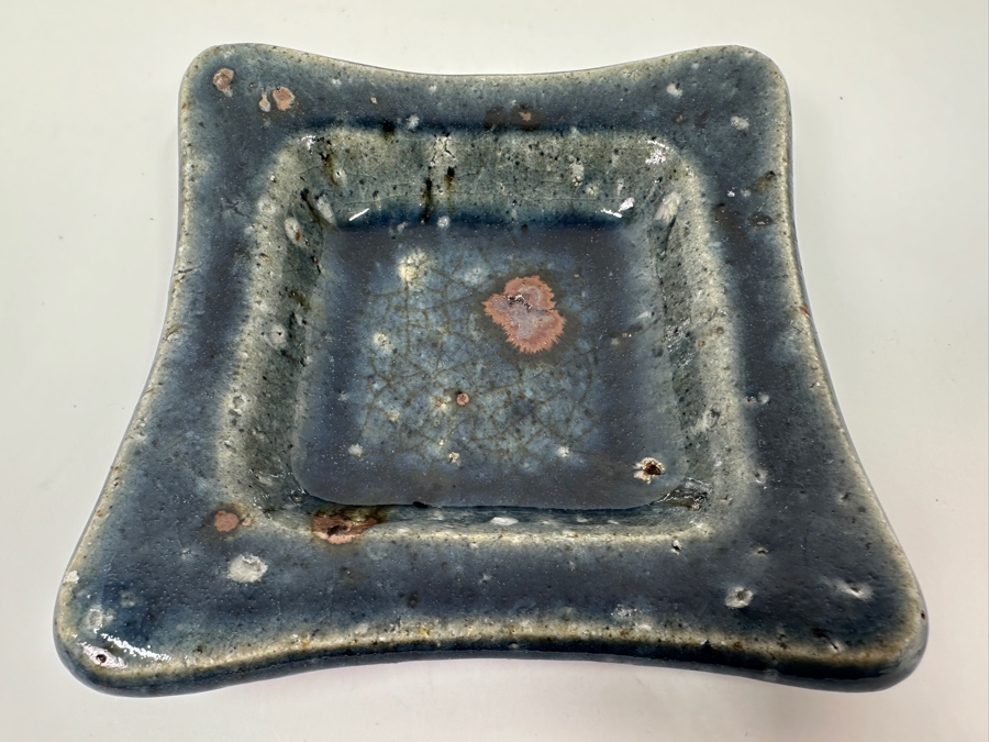 Just Added - Hiroshi Kawai (Japanese) Original Studio Pottery Dish Vintage 1964 5.5' X 5.5' [Photo 2]