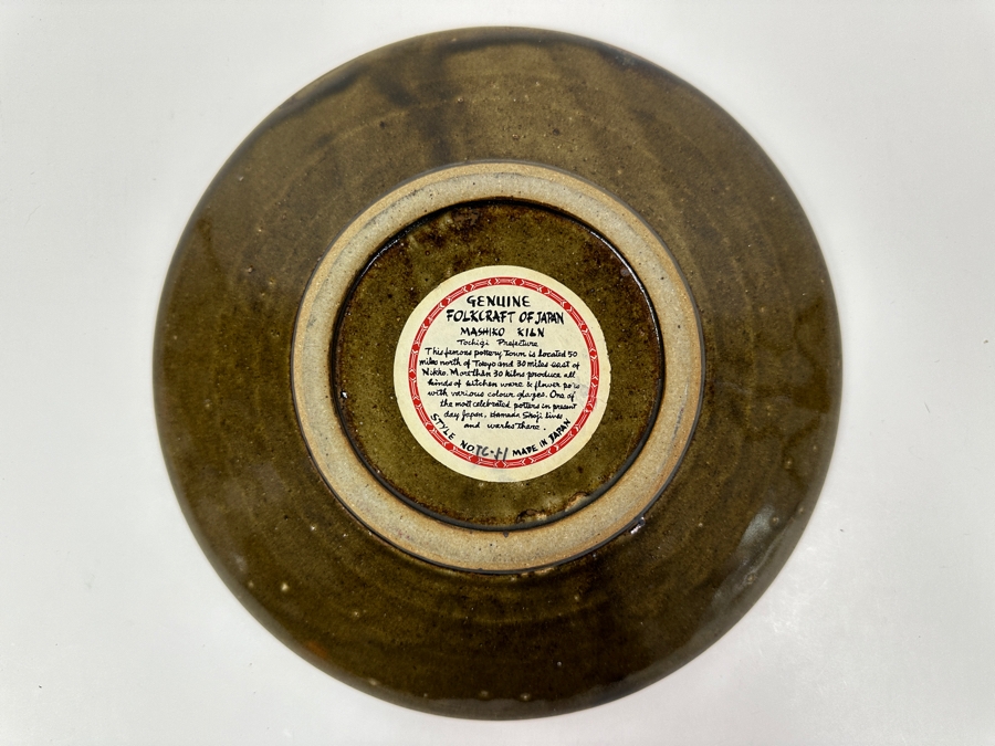 Genuine Folkcraft Of Japan From The Masiko Kiln Plate With Label On Backside Of Plate 9.5'W X 1.2'H [Photo 4]