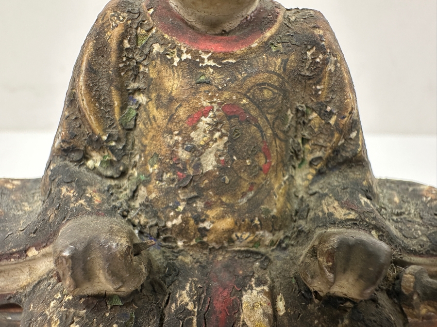 Antique Japanese Late Edo Period Hand Carved Wooden Polychrome Shogunate Style Figures - Each Measures 4'W X 2'D X 4.5'H [Photo 6]