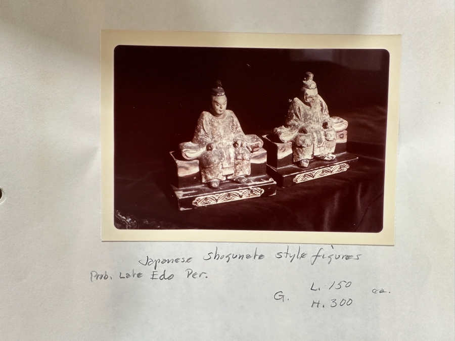 Antique Japanese Late Edo Period Hand Carved Wooden Polychrome Shogunate Style Figures - Each Measures 4'W X 2'D X 4.5'H [Photo 21]