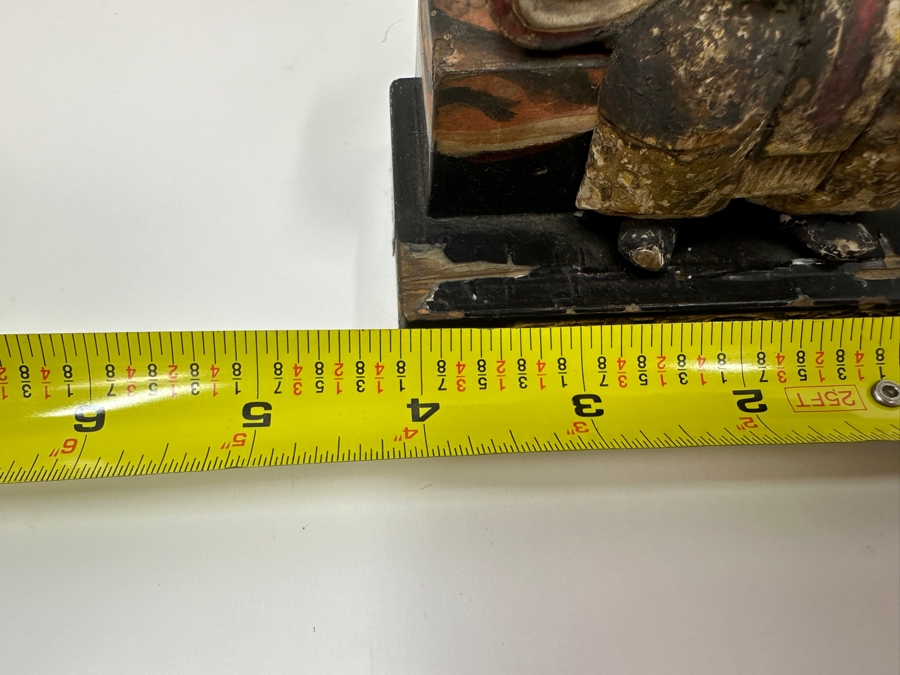 Antique Japanese Late Edo Period Hand Carved Wooden Polychrome Shogunate Style Figures - Each Measures 4'W X 2'D X 4.5'H [Photo 18]