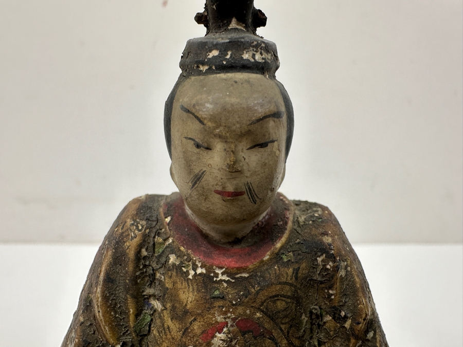 Antique Japanese Late Edo Period Hand Carved Wooden Polychrome Shogunate Style Figures - Each Measures 4'W X 2'D X 4.5'H [Photo 11]