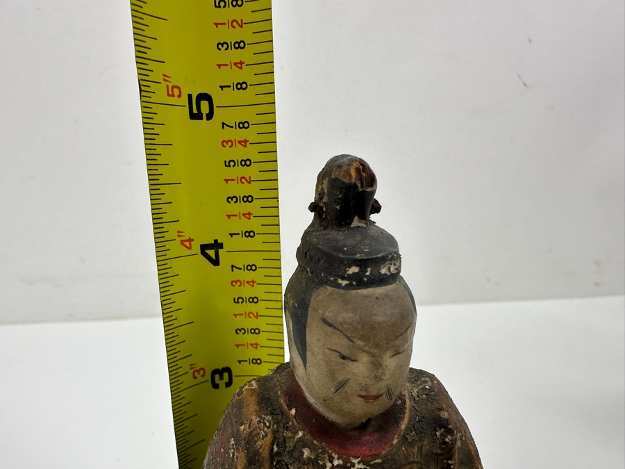 Antique Japanese Late Edo Period Hand Carved Wooden Polychrome Shogunate Style Figures - Each Measures 4'W X 2'D X 4.5'H [Photo 20]