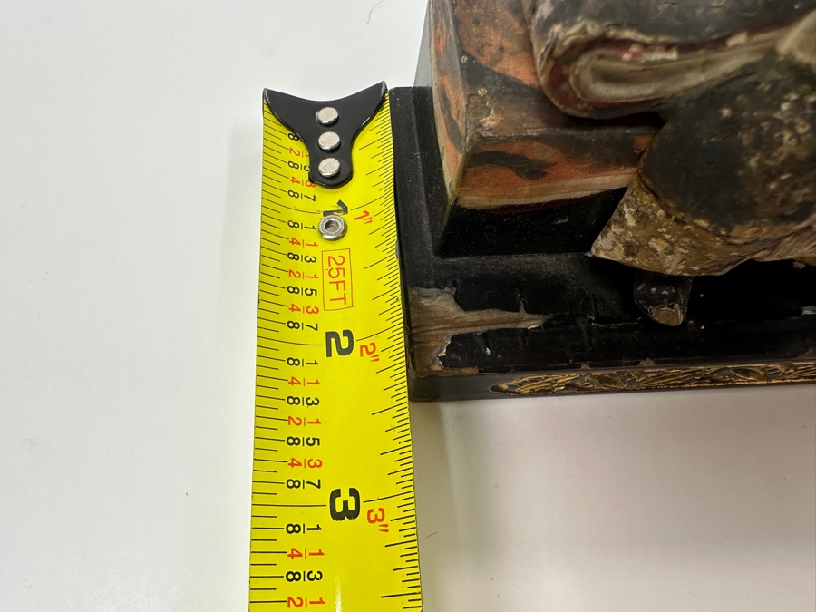 Antique Japanese Late Edo Period Hand Carved Wooden Polychrome Shogunate Style Figures - Each Measures 4'W X 2'D X 4.5'H [Photo 19]