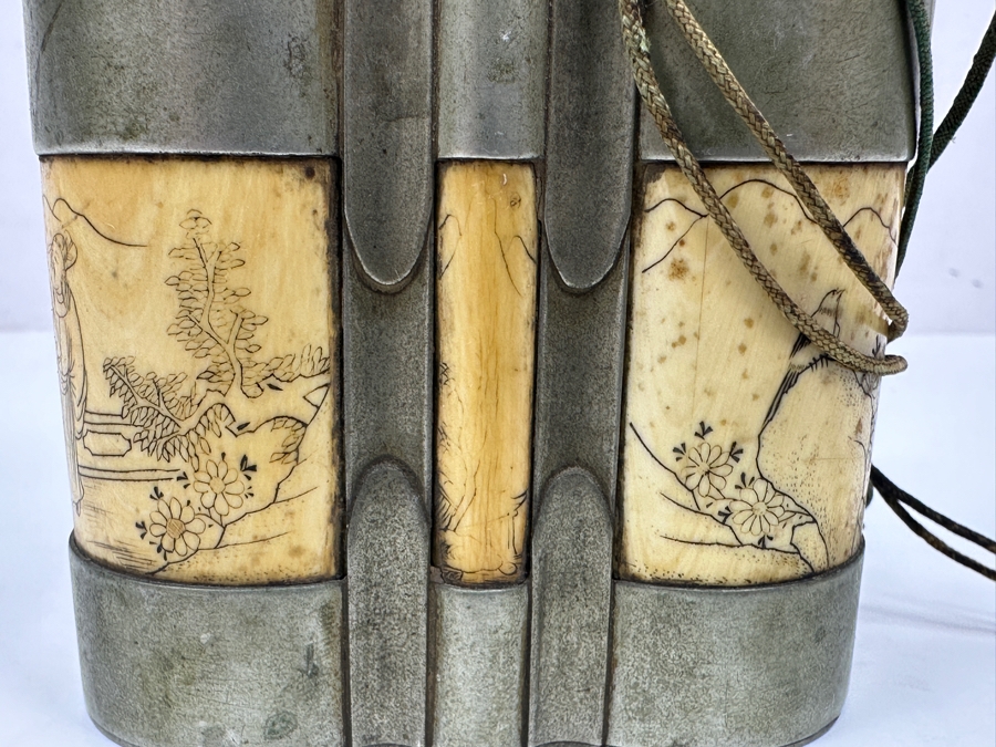 Vintage Chinese Opium Pipe With Scenic Carving At Base 13.5'H [Photo 5]