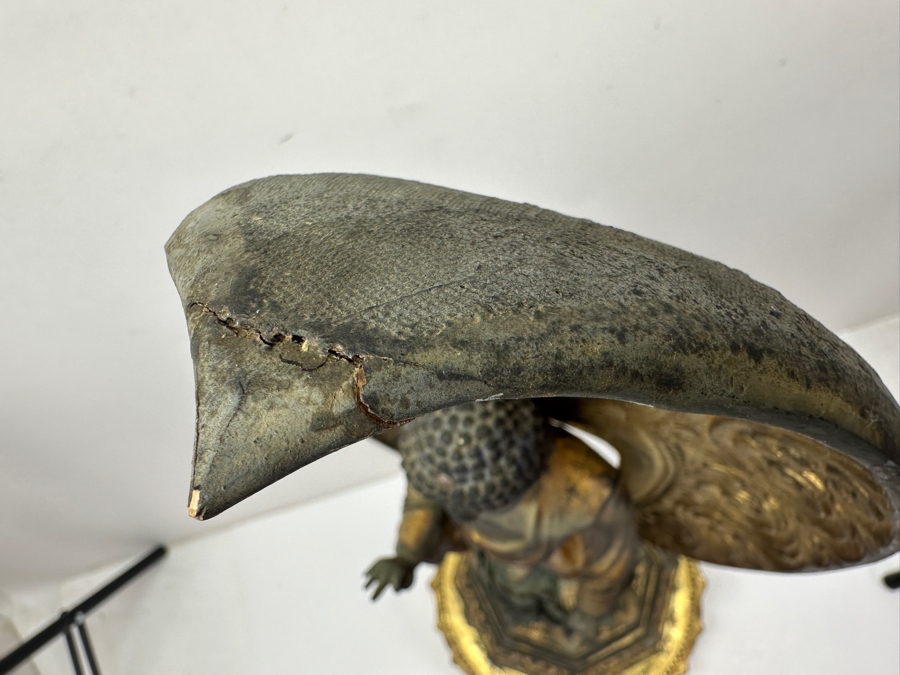 Antique Japanese Edo Period (1603-1868) Carved Gilt Wooden Sculpture Of Amida Buddha Standing On A Lotus Base With Halo Mandorla Behind The Figure 25.5'H Estimate $3,000-$6,000 [Photo 16]