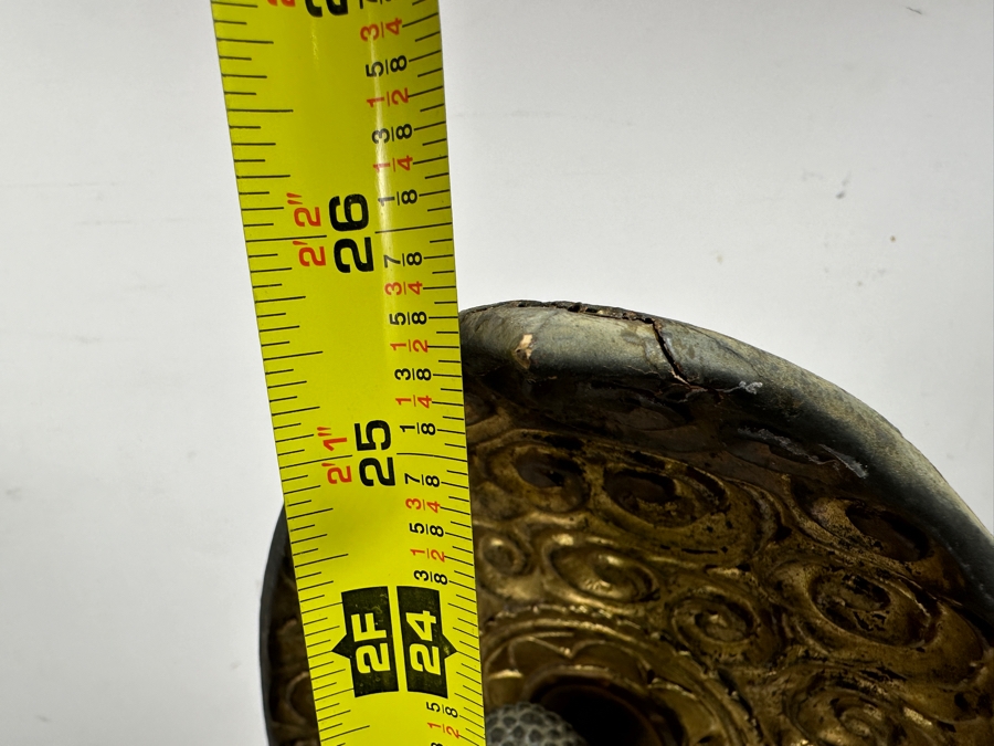 Antique Japanese Edo Period (1603-1868) Carved Gilt Wooden Sculpture Of Amida Buddha Standing On A Lotus Base With Halo Mandorla Behind The Figure 25.5'H Estimate $3,000-$6,000 [Photo 22]