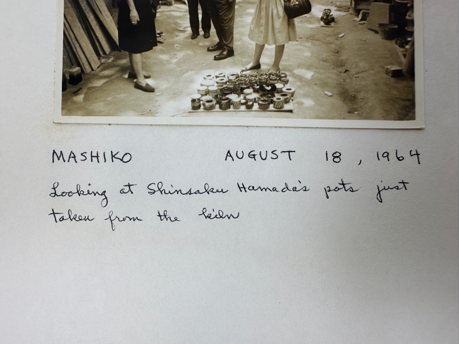 (6) B&W Photographs Of Shoji Hamada (1894-1978, Japanese) And Atsuya Hamada In 1964 Near The Small Mashiko Kiln With Client Showing A Collection Of Pots From Shinsaku Hamada [Photo 3]