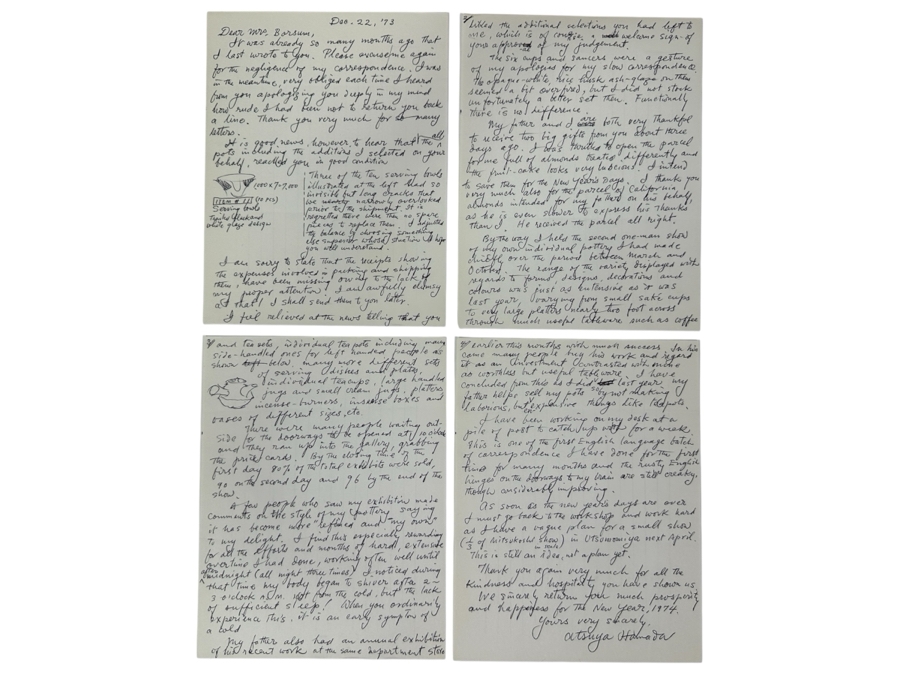 Vintage 1973 Long Handwritten Signed Letter From Atsuya Hamada To Client