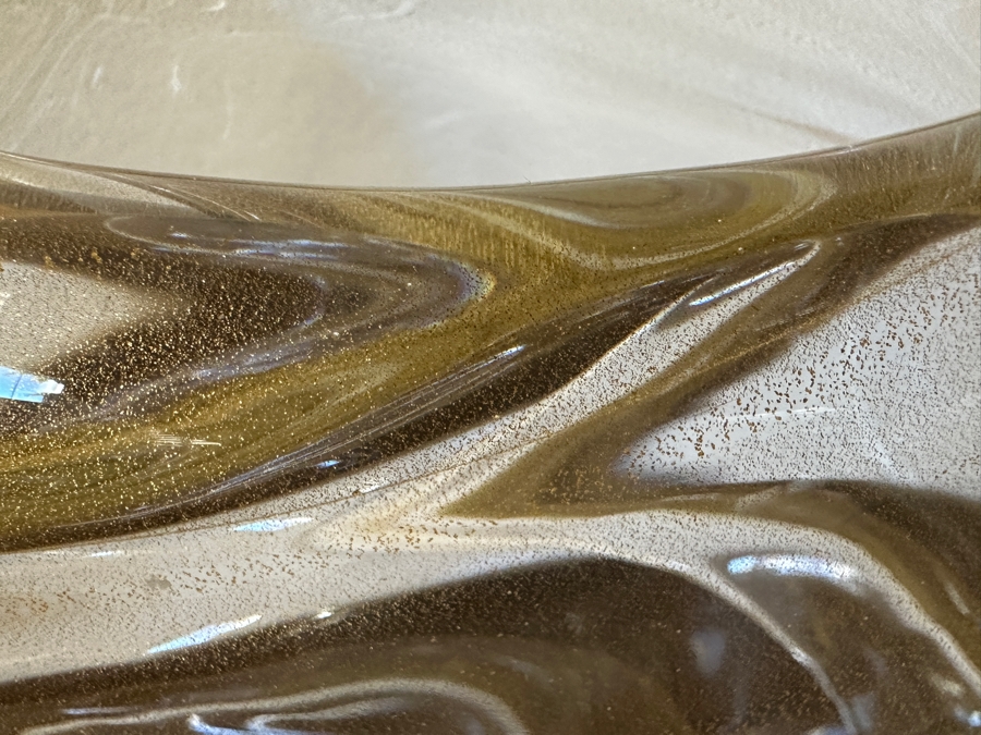 D. Barolella Murano Art Glass Vase with Gold Ribbon Swirls 12.5'W x 5'D x 13'H [Photo 4]