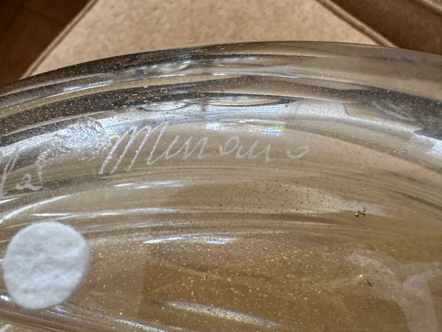 D. Barolella Murano Art Glass Vase with Gold Ribbon Swirls 12.5'W x 5'D x 13'H [Photo 11]