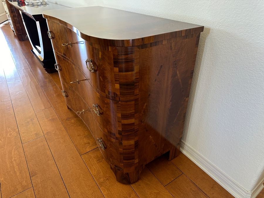 Colombo Mobili Biedermeier Style Chest of Drawers Plume Walnut, Palisanderwood, Geometric Inlays, Bronze mountings 43.25'W  x 19.75'D x 33.5'H Retails At Baker Furniture Laguna Niguel For $7,000 [Photo 5]