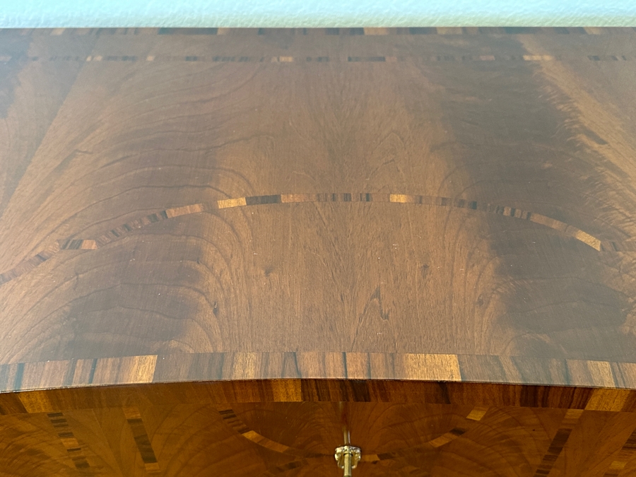 Colombo Mobili Biedermeier Style Chest of Drawers Plume Walnut, Palisanderwood, Geometric Inlays, Bronze mountings 43.25'W  x 19.75'D x 33.5'H Retails At Baker Furniture Laguna Niguel For $7,000 [Photo 5]