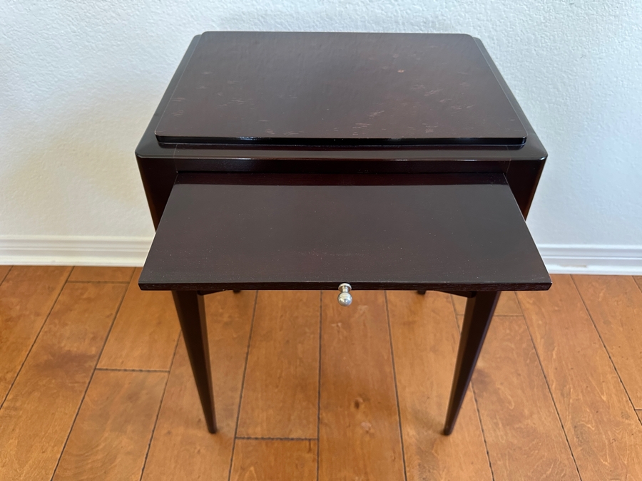 Barbara Barry for Baker Dark Wood Accent Table With Drawer And Shelf 17'W x 12'D x 26'H [Photo 2]