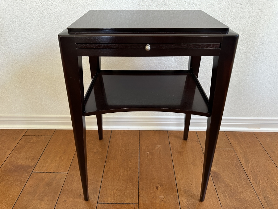 Barbara Barry for Baker Dark Wood Accent Table With Drawer And Shelf 17'W x 12'D x 26'H