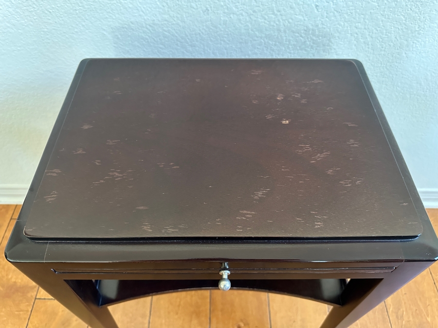 Barbara Barry for Baker Dark Wood Accent Table With Drawer And Shelf 17'W x 12'D x 26'H [Photo 4]