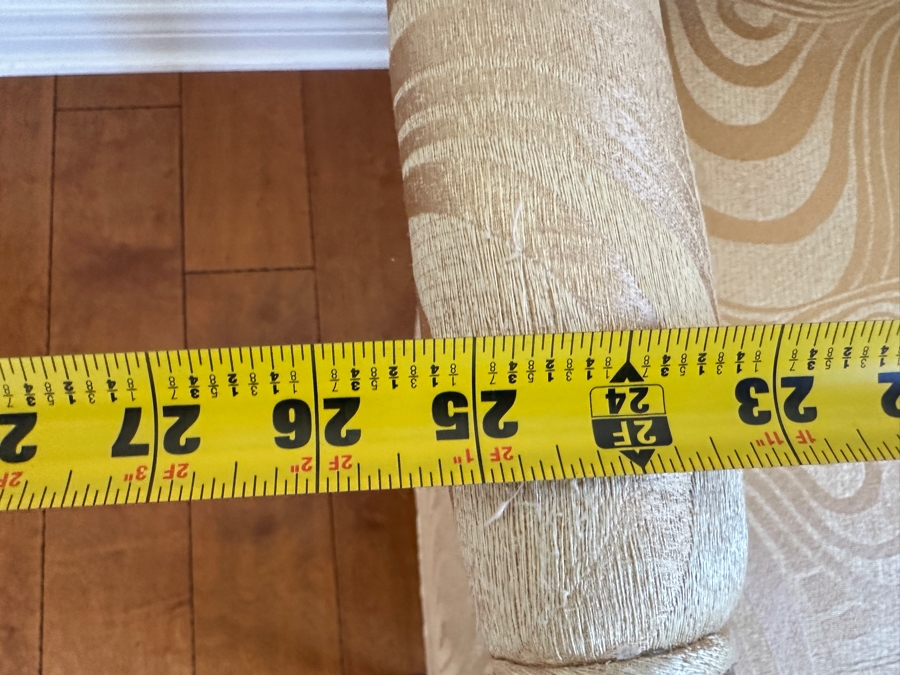 Barbara Barry Collection Armchair By Baker With Gold Swirl Fabric And Dark Wood Frame 25'W x 26'D x 36'H [Photo 9]