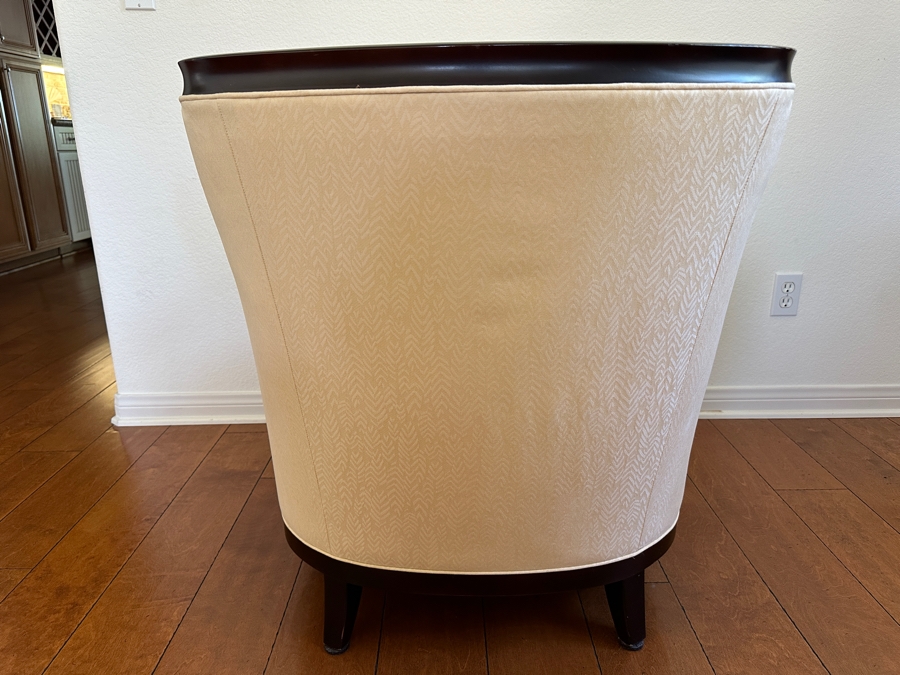 Barbara Barry for Baker Wood Framed Armchair With Tapered Legs And Textured Upholstery 28'W x 34'D x 32'H [Photo 4]