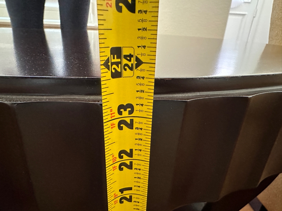 Barbara Barry for Baker Fluted-Edge Round Entry Table In A Dark Java Mahogany Finish 32'W x 24'H [Photo 8]