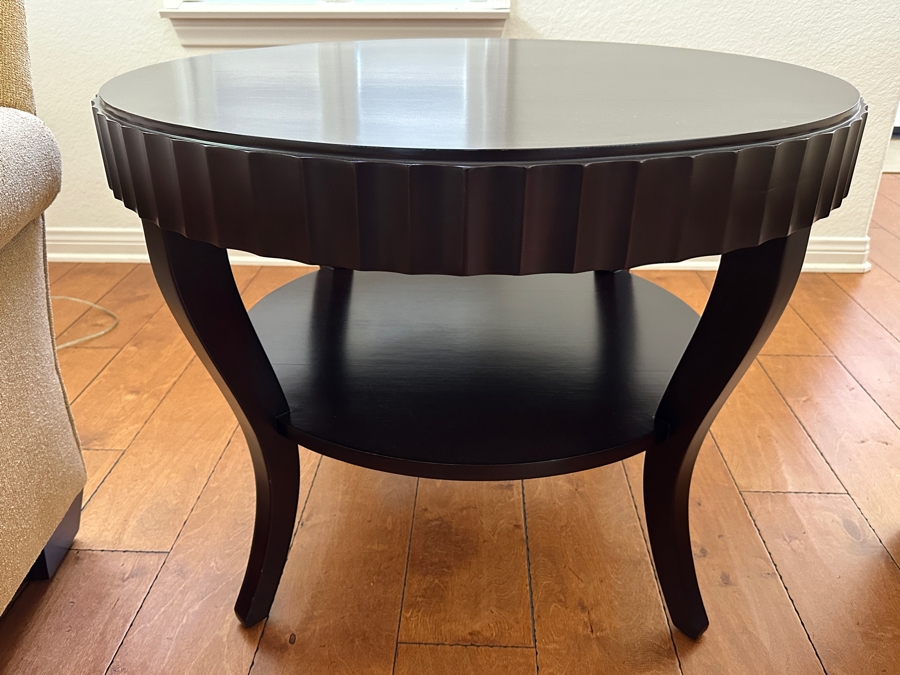 Barbara Barry for Baker Fluted-Edge Round Entry Table In A Dark Java Mahogany Finish 32'W x 24'H [Photo 5]
