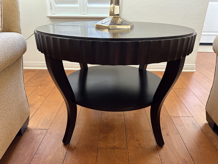 Barbara Barry for Baker Fluted-Edge Round Entry Table In A Dark Java Mahogany Finish 32'W x 24'H [Photo 2]