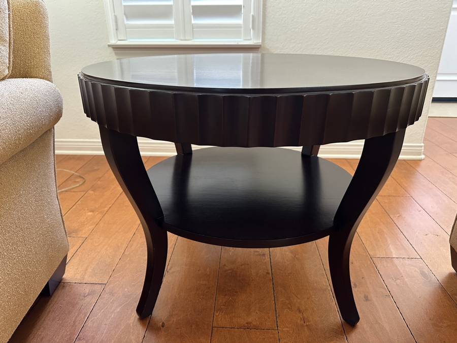 Barbara Barry for Baker Fluted-Edge Round Entry Table In A Dark Java Mahogany Finish 32'W x 24'H [Photo 4]