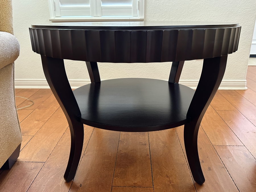 Barbara Barry for Baker Fluted-Edge Round Entry Table In A Dark Java Mahogany Finish 32'W x 24'H [Photo 6]