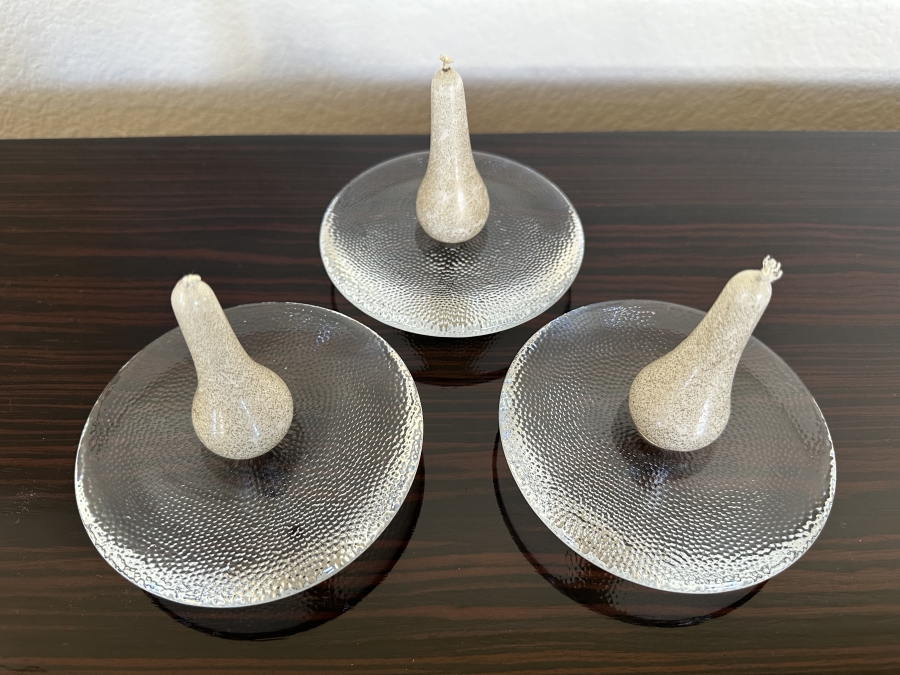 Set of Three Nappi Crystal Candleholders by Iittala, Finland 4.75'W