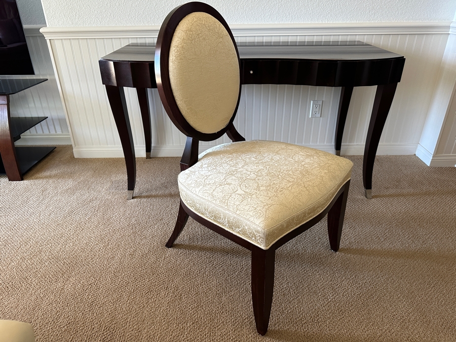 Barbara Barry for Baker Furniture Upholstered Wooden Chair In A Dark Java Mahogany Finish (Needs New Upholstery) 23'W x 22'D x 38'H [Photo 2]