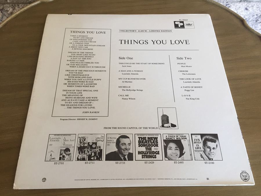 Things You Love - Collector's Album - Limited Edition - Capitol Records - SL-6587 [Photo 2]