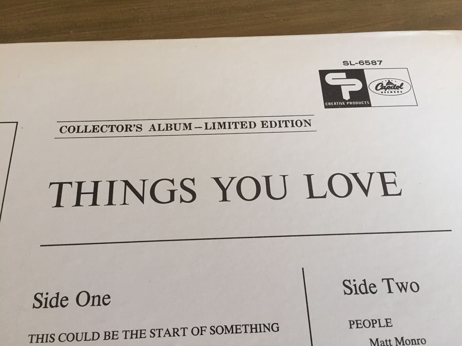 Things You Love - Collector's Album - Limited Edition - Capitol Records - SL-6587 [Photo 3]