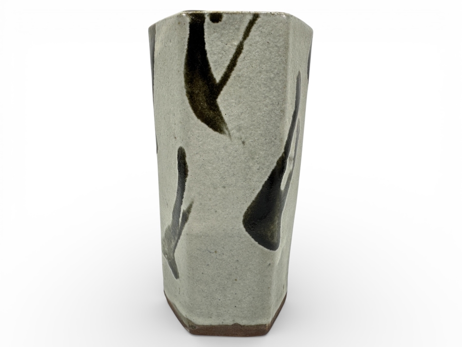 Shoji Hamada (1894-1978, Japanese) Original Studio Pottery Hexagonal Brush Holder / Vase Vintage 1972 4'W X 7.75'H - Started The Mingei (Folk-Art) Movement In Japan - Declared A 'Living National Treasure' In 1955 Estimate $7,000-$10,000