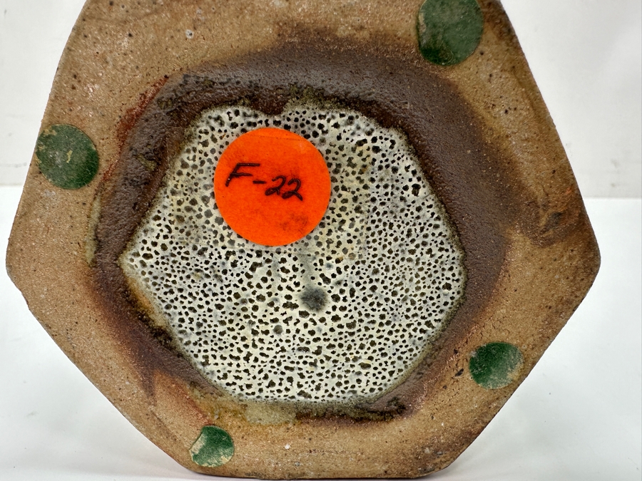 Shoji Hamada (1894-1978, Japanese) Original Studio Pottery Hexagonal Brush Holder / Vase Vintage 1972 4'W X 7.75'H - Started The Mingei (Folk-Art) Movement In Japan - Declared A 'Living National Treasure' In 1955 Estimate $7,000-$10,000 [Photo 12]