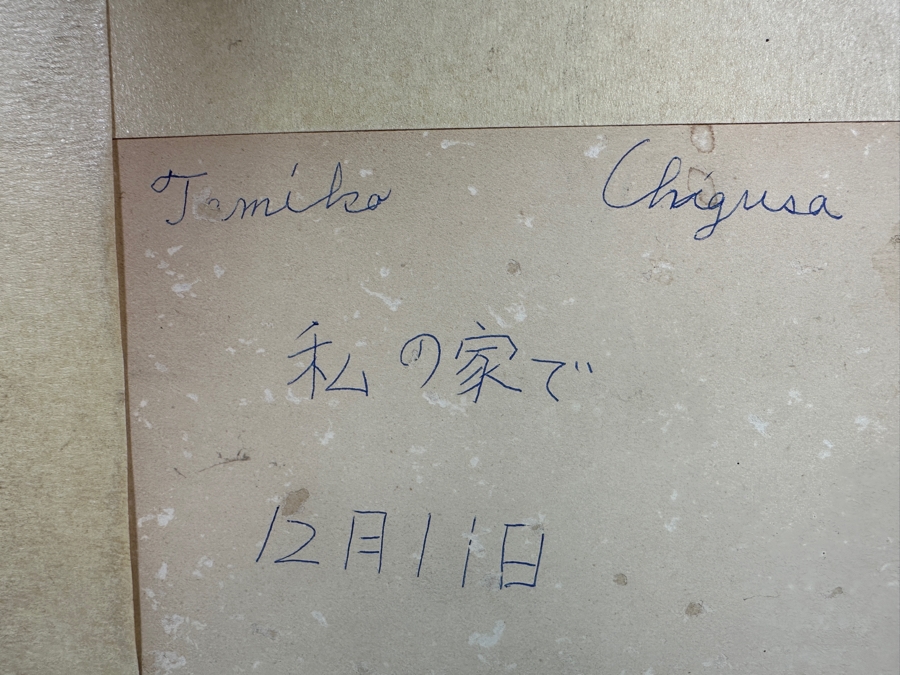 Tomiko Chigusa (Japanese) Original Mid-Century Fish Still Life Oil Painting On Board Signed By Artist Lower Right And Verso 14' X 11' In Vintage Wooden Frame 21' X 18' [Photo 10]