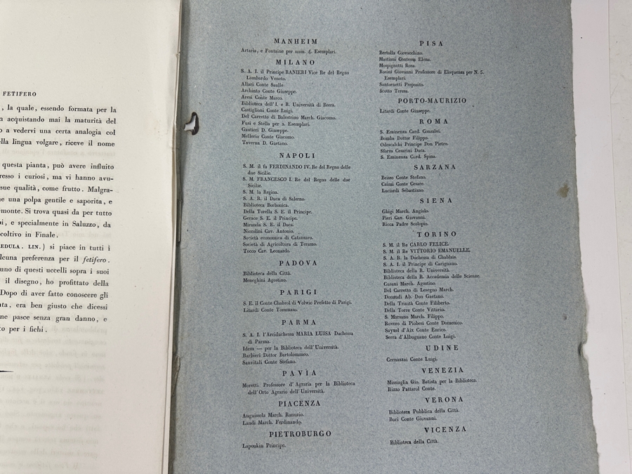 RARE Giorgio Gallesio (1772-1839, Italian Botanist) Pomona Italiana, Ossia Trattato Degli Alberi Fruttiferi (Treatise On Fruit Trees) Original Antique Hand-Colored Engraving Of Bird Eating Fig Fruit From Folio With Text Framed 13.5 X 19 RARE $600+ [Photo 25]