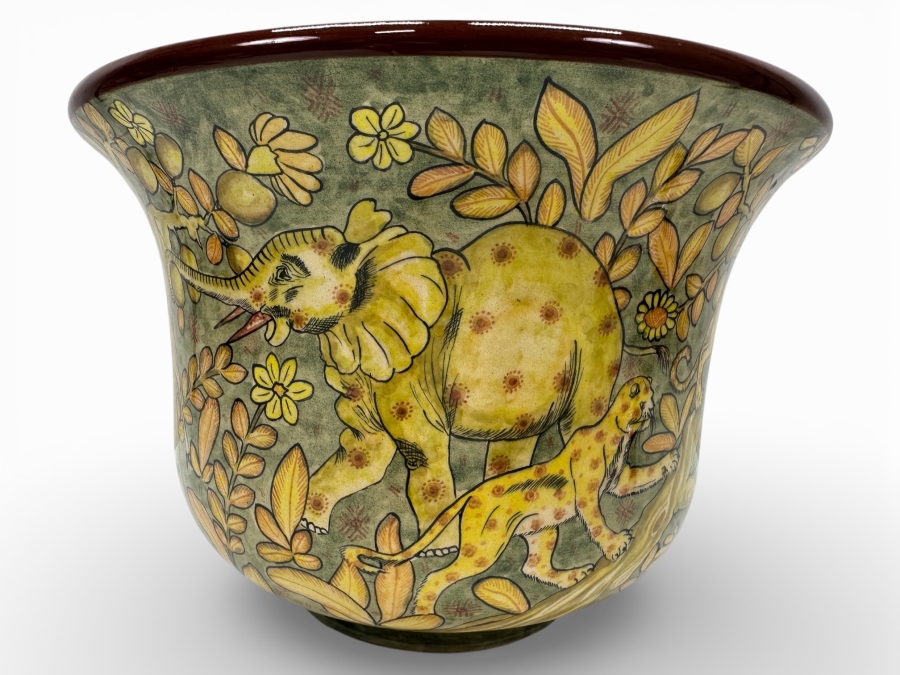 Vintage 2001 Hand Painted Pot By Kuda Zimbabwe 9.75'W