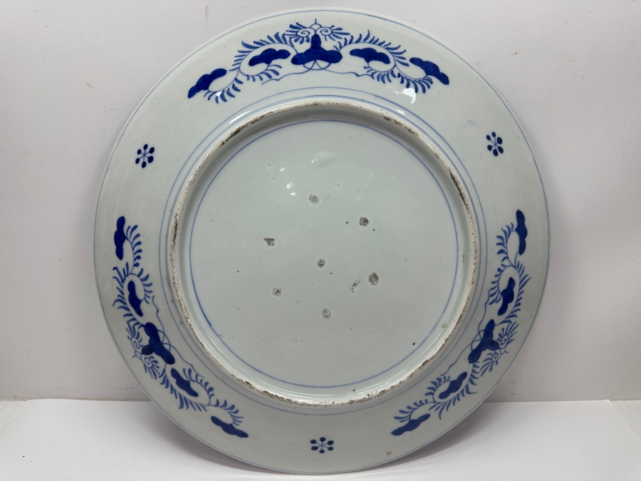 Large Antique Japanese Blue And White Imari Porcelain Charger Plate Circa Early Meiji Period (Roughly 1868–1889) 18'D X 1.75'H [Photo 7]