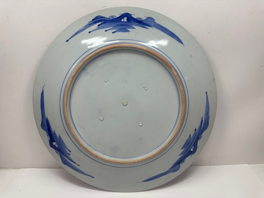 Large Antique Japanese Blue And White Imari Porcelain Charger Plate Circa Early Meiji Period (Roughly 1868–1889) 18.75'D X 1.75'H [Photo 10]