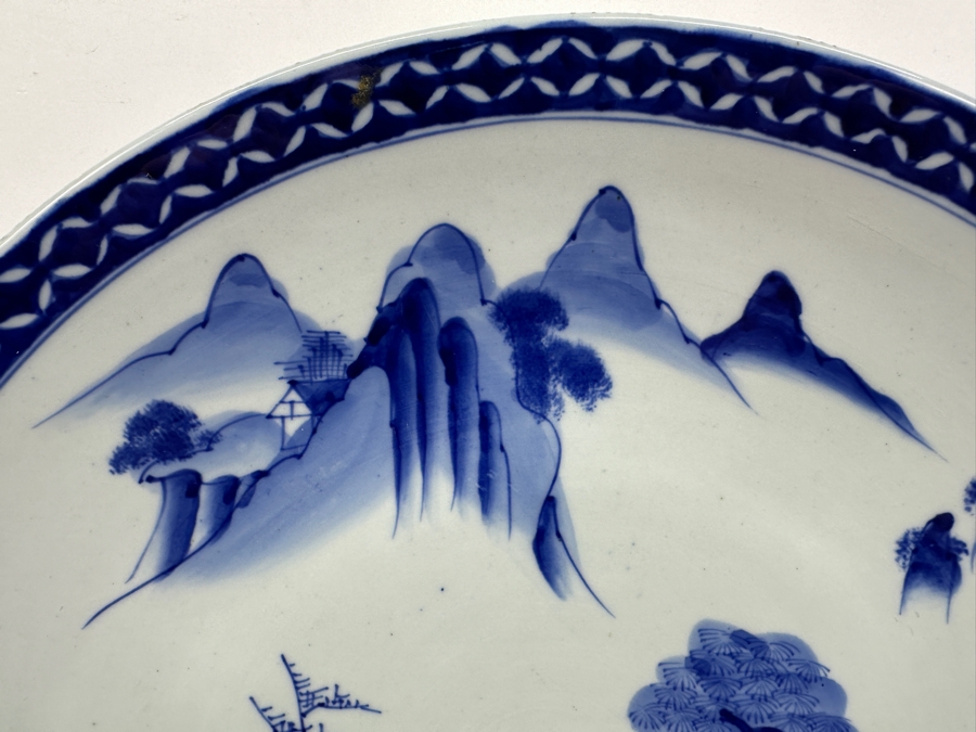 Large Antique Japanese Blue And White Imari Porcelain Charger Plate Circa Early Meiji Period (Roughly 1868–1889) 18.75'D X 1.75'H [Photo 7]