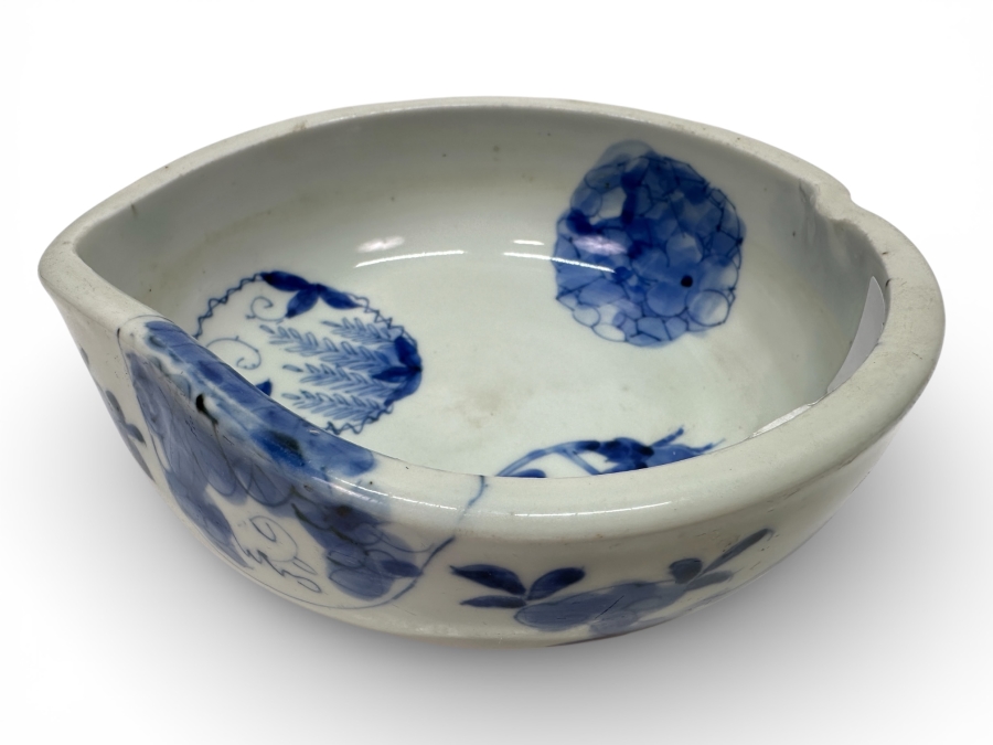 Antique Japanese Blue And White Porcelain From Seto Circa Late Edo Or Early Meiji Period (Roughly 1853–1889) 6'W X 2 3/8'H