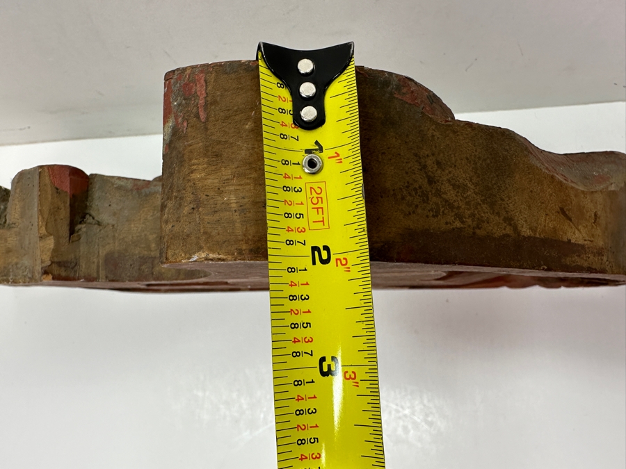 Antique Japanese Hand Carved Wooden Polychrome Bat Carvings From A Japanese Temple 18.5' X 7.5'H X 2'D [Photo 8]