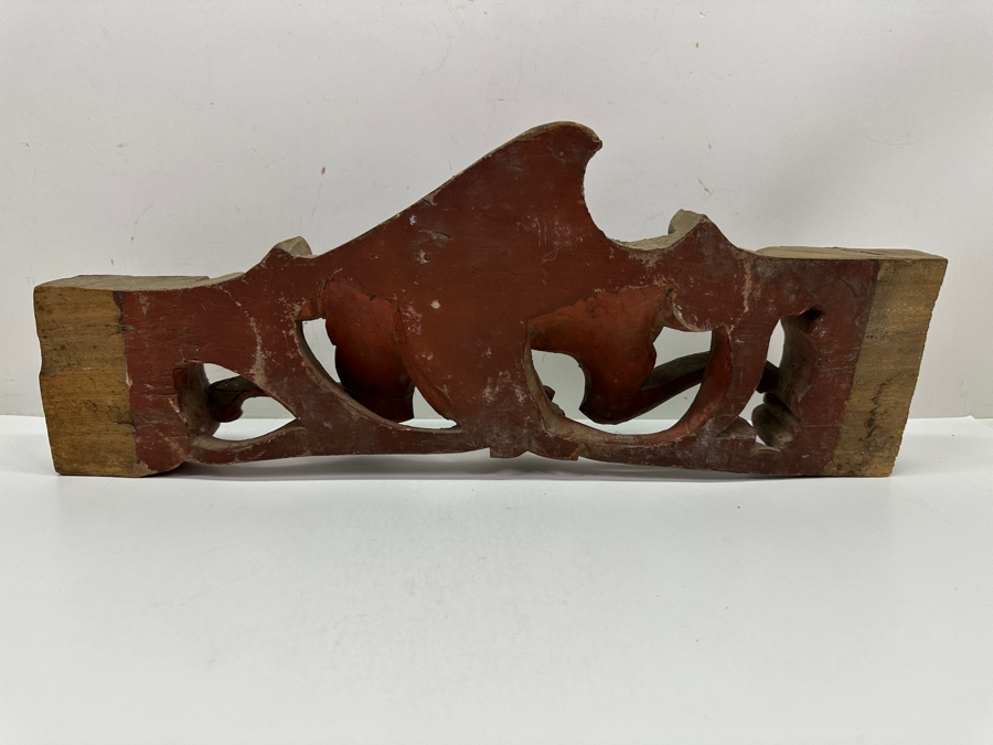 Pair Of Antique Japanese Hand Carved Wooden Polychrome Bat Carvings From A Japanese Temple 18.5' X 7.5'H X 2'D [Photo 12]