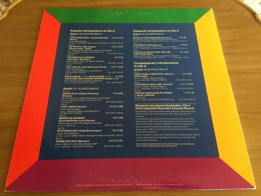 Introductions To CD-4 - Quadradisc- Panasonic - DPD2-0044 [Photo 2]