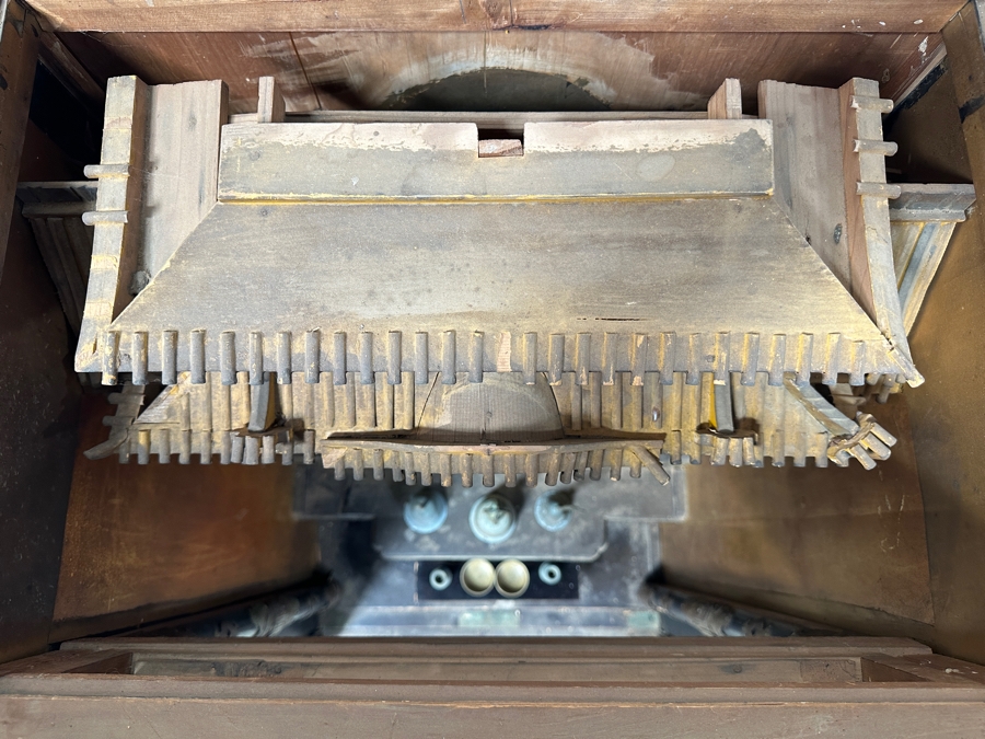 Antique Japanese Wooden Buddhist Altar Butsudan Complete With Gilt Wooden Buddha, Bells and Stands - See Photos For Details 25'W X 20'D X 52'H [Photo 23]