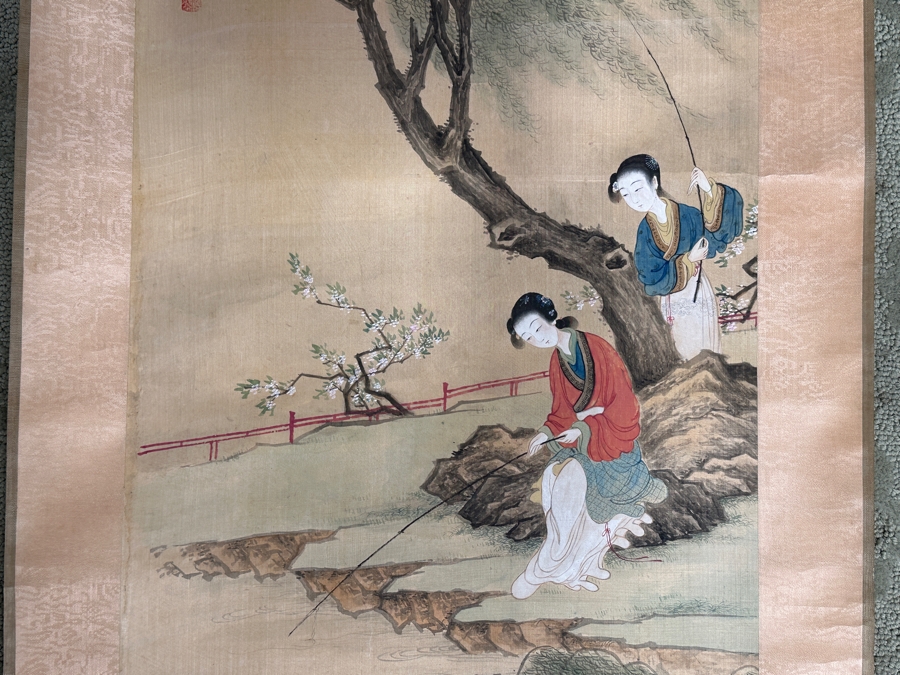 Vintage Asian Original Scroll Painting 15'W X 32'L
 [Photo 3]