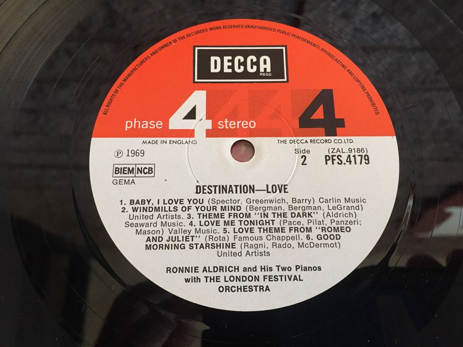 Ronnie Aldrich And his Two Pianos With London Festival Orchestra, The ‎- Destination Love - Decca ‎- PFS 4179 [Photo 6]