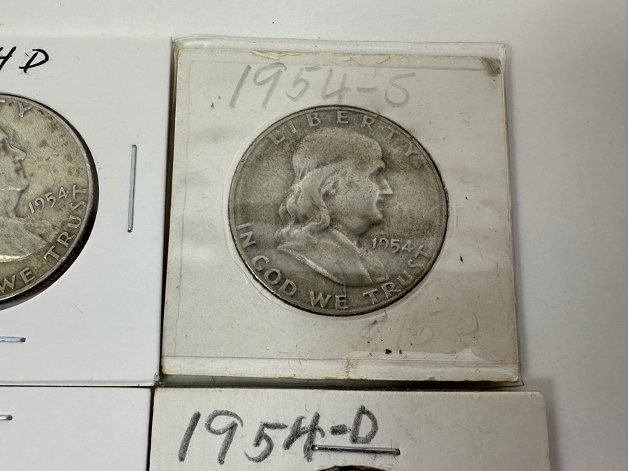 Just Added - (4) Silver Franklin Half Dollars: (3) 1954-D & (1) 1954-S [Photo 3]