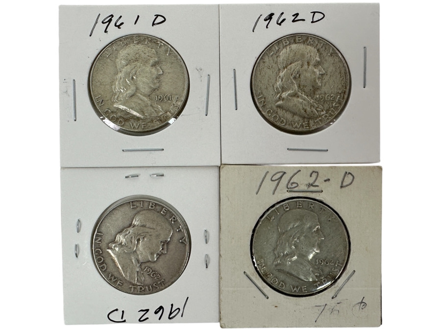 Just Added - (4) Silver Franklin Half Dollars: (1) 1961-D & (3) 1962-D